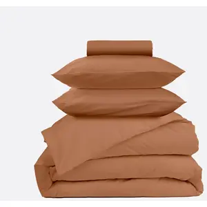 MORPHEA Parure de lit percale de coton - Terracotta, 65x65 / 160x200 / 220x240