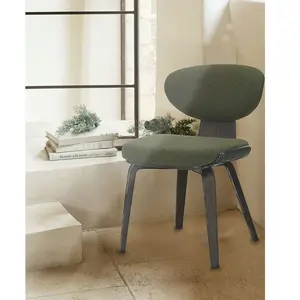 Comparateur de prix : Uniqka - Lot de 4 Chaise hele en tissu vert et pieds en bois OS