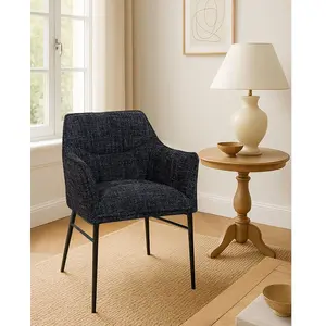 Comparateur de prix : Uniqka - Lot de 4 Chaises chacha en tissu Noir et pieds métal OS