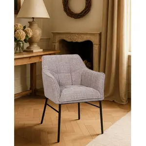 Comparateur de prix : Uniqka - Lot de 4 Chaise en tissu Taupe et pieds métal OS