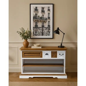 Uniqka-design Inda - console en bois massif de sungkai - blanc et naturelVendu parnature-et-decouvertes