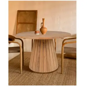 Uniqka-design - Capelle-Table de jardin ronde en teck recycleVendu parnature-et-decouvertes