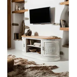 Uniqka-design - Argo - Meuble TV en manguier massif sculpté 150 cm