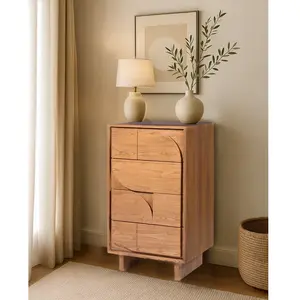UNIQKA Dinda - Commode en bois massif de teck pas cher