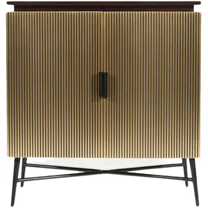 Uniqka-design Moon - petit buffet 2 portes finition laiton vieilli 74 cm