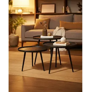 Table basse ronde gigogne en métal noir - Uniqka pas cher