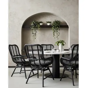 Comparateur de prix : Chaise en rotin de salle à manger noire - Uniqka