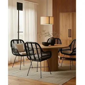 Comparateur de prix : lot de 2 chaises en rotin noir - Uniqka