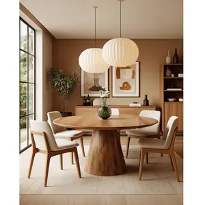 Comparateur de prix : Uniqka Bistrot - Table salle à manger ronde bois manguier, Piétement C...