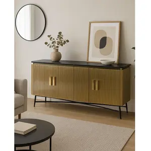 Comparateur de prix : Uniqka-design - Glory - Grand buffet finition laiton vieilli avec plat...
