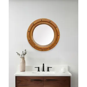 Uniqka-design - Boïa - Miroir hublot en bois massif de manguierVendu parnature-et-decouvertes