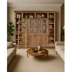 UNIQKA Annisa - Bibliothèque en bois massif de teck recyclé 250 cm pas cher