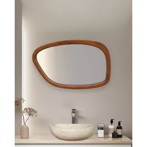 Uniqka-design - Quadra - Miroir organique en bois massif de manguier
