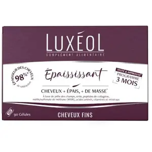 Comparateur de prix : Luxéol Complément alimentaire Epaississant cheveux fins 90 gélules