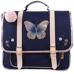 Comparateur de prix : Cartable Glitter Butterfly ANONYM 38 cm 2 compartiments bleu marine