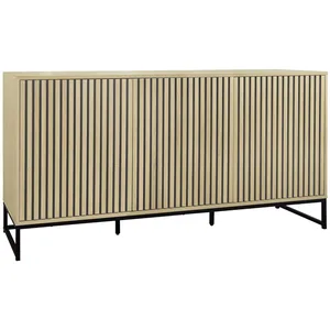 SWEEEK Buffet contemporain effet bois rainuré 3 portes l160cm pas cher