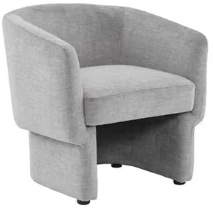 SWEEEK Fauteuil relax en tissu avec forme de dossier et piètement arrondis gris clair