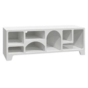 SWEEEK Meuble tv organique effet bois blanc 160cm avec 7 niches de rangement L160cm pas cher
