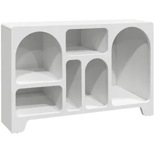 SWEEEK Buffet organique 6 compartiments effet bois blanc 120cm pas cher