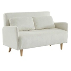 SWEEEK Canapé convertible en velours côtelé - Panam - 2 places scandinave. pieds bois. blanc pas cher