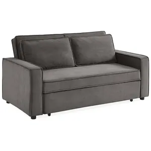 SWEEEK Canapé convertible 3 places gris velours côtelé banquette lit canapé pas cher