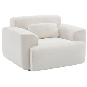 Comparateur de prix : SWEEEK Fauteuil tissu bouclette blanche, lignes arrondis
