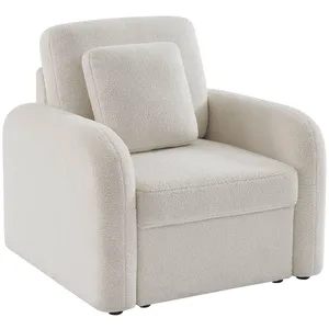 SWEEEK Fauteuil tissu bouclette blanche lignes arrondies Milano L 90 x P 85 x H 85cm pas cher