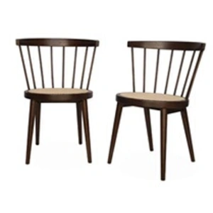 SWEEEK Lot de 2 chaises noyer en bois et cannage. Nora. L 54 x P 54 x H 76.5cm. pas cher