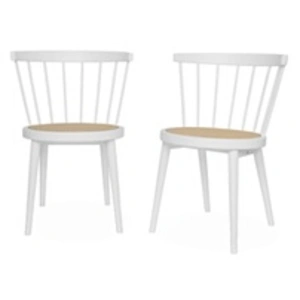 SWEEEK Lot de 2 chaises blanches en bois et cannage. Nora. L 54 x P 54 x H 76.5cm. pas cher