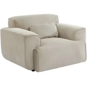 Comparateur de prix : SWEEEK Fauteuil velours côtelé lignes arrondies coussin fourni Wallas L 116 x P 97 x H 73cm