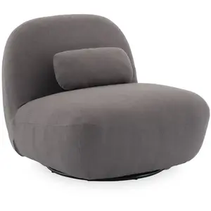 SWEEEK Fauteuil pivotant, bouclette texturée gris souris pas cher