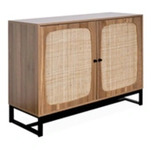SWEEEK Buffet décor bois et cannage 2 portes 100cm Rétro pas cher