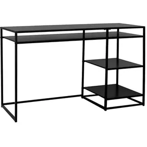 SWEEEK Bureau avec casiers et deux étagères en métal noir 120cm - INDUSTRIELLE pas cher