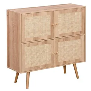 Comparateur de prix : SWEEEK Commode enfant effet bois 4 portes en cannage