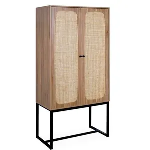SWEEEK Buffet cannage et décor bois 2 portes 165 cm pas cher