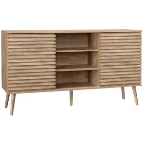 Buffet scandinave décor bois - SWEEEK - 2 portes coulissantes - 4 étagères - Naturel - Marron pas cher