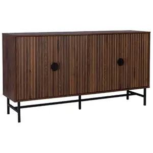 SWEEEK buffet de rangement effet bois foncé, quatre portes pas cher