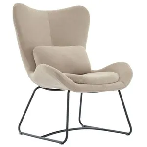 SWEEEK Fauteuil en tissu taupe avec coussin fournis nina l 75 x p 78 x h 101cm