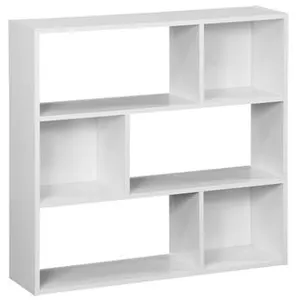 Comparateur de prix : SWEEEK Etagère bibliothèque blanche pieter 3 étagères 6 compartiments de rangement