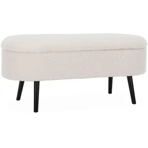 Comparateur de prix : sweeek Banc coffre bout de lit avec revêtement bouclette pieds en bois