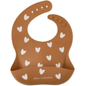 Bavoir en silicone Coeurs Caramel pas cher