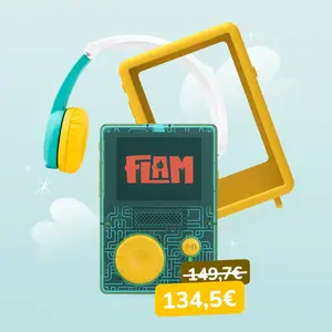 Lunii - Super Pack 7-12 ans : Baladeur d'histoires FLAM + coque jaune ... pas cher
