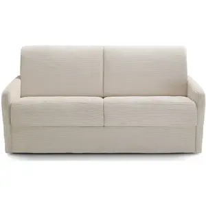 HOMIFAB Canapé convertible 3 places en velours côtelé beige - Sienne pas cher
