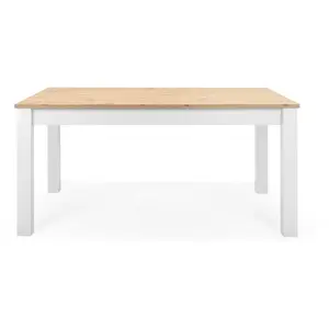 Comparateur de prix : HOMIFAB Table à manger extensible effet chêne piètement blanc 160/215 cm - Odense