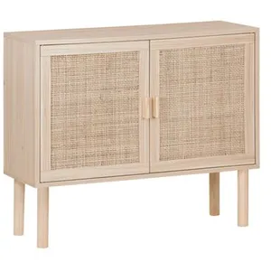SWEEEK Buffet en décor bois et cannage - Camargue - 2 portes. 80x30x68cm pas cher