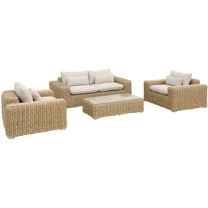 Comparateur de prix : SWEEEK Salon de jardin extra large 4 places en résine tons de beige