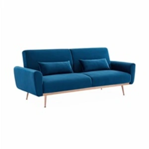 SWEEEK Canapé convertible design en velours 2 - 3 places scandinave droit avec pieds fins or rose - Oskar pas cher