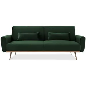 SWEEEK Canapé convertible design en velours 2 - 3 places scandinave droit avec pieds fins or rose - Oskar pas cher