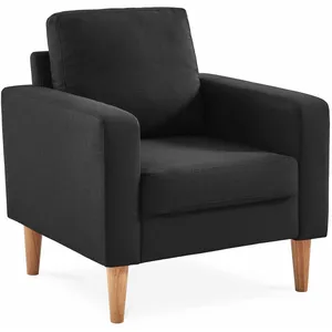 SWEEEK Fauteuil scandinave en tissu gris chiné foncé - bjorn - canapé 1 place fixe droit pieds bois