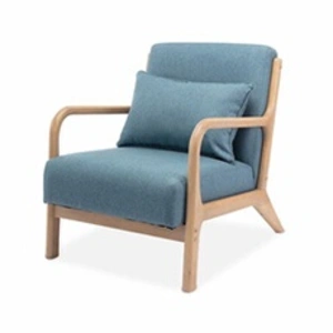 SWEEEK Fauteuil en bois avec tissu bleu 65x 80x79cm pas cher